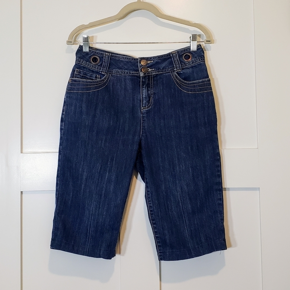 Christopher & Banks Capri Cropped Denim Blue Jeans Hi Rise Darkwash Size 4